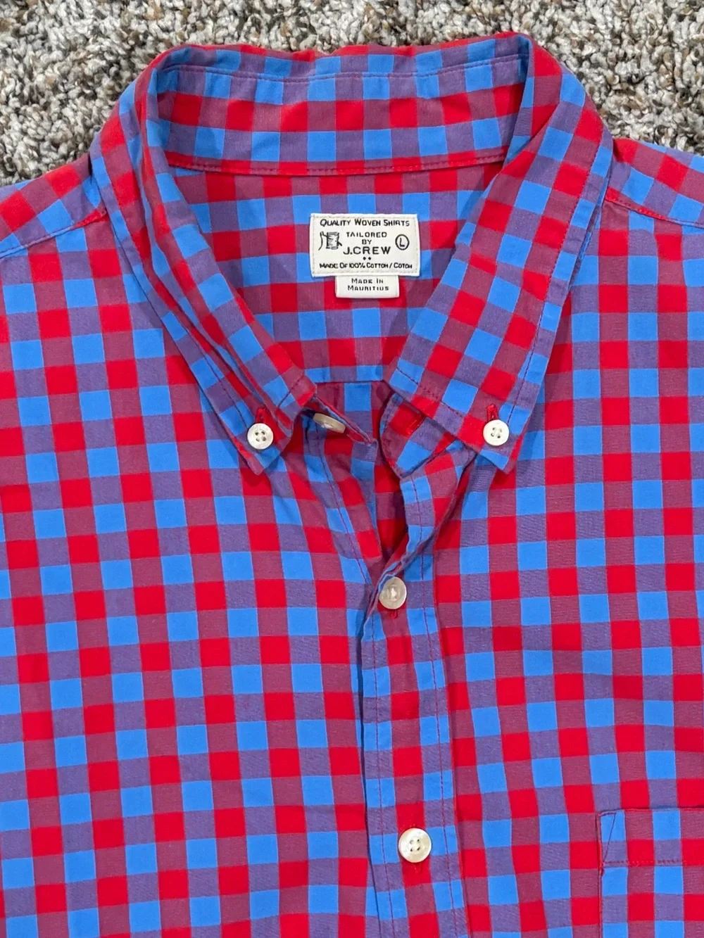 J. Crew Red and Blue Gingham Button-Down Shirt